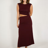 Burgundy Midi Dress with Cutout