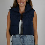 Navy Puffer Vest Cropped