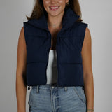 Navy Puffer Vest Cropped