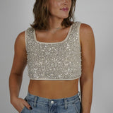 Sequin and pearl Cropped Top