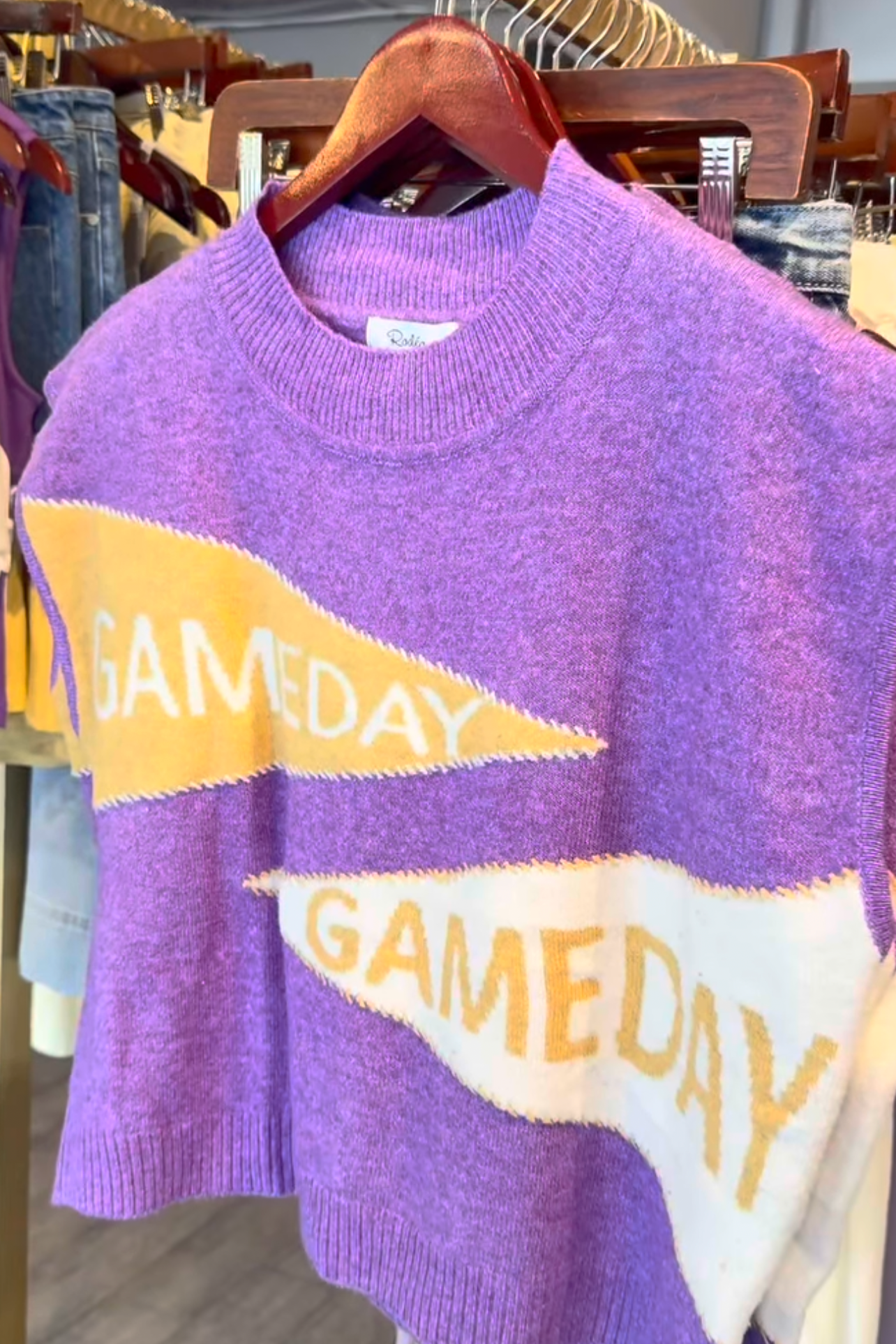Game Day Mock Neck Pennant Sweater