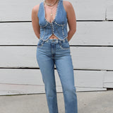 Studded Denim Vest