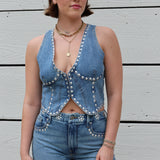 Studded Denim Vest