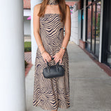 Tiger Print Strapless Midi Dress with scarf – Tiger Girl Midi | Rodéo Boutique