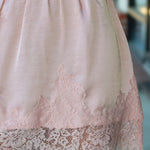 Satin Lace Trim Mini Skirt - Black/Pink