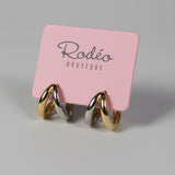 Silver and gold finish hoop earrings