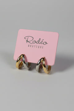 Silver and gold finish hoop earrings